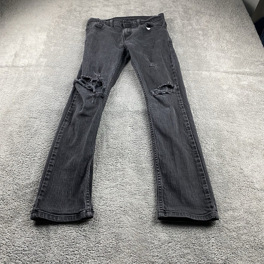 Levis 511 Skinny‎ Jeans Boys Youth 14 Reg 27x27 Black Low Rise Distressed